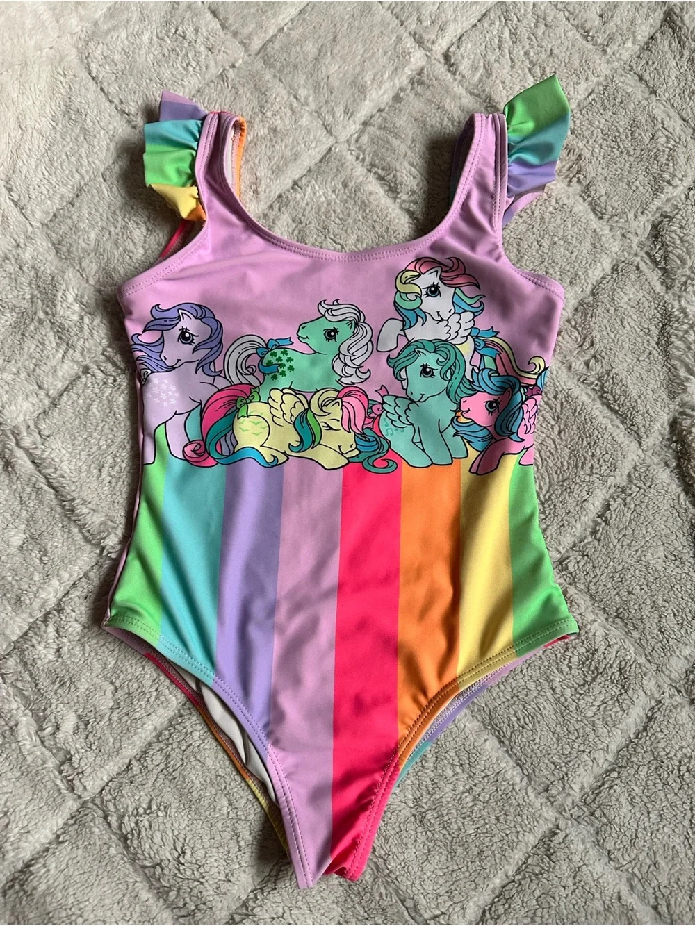 My Little Pony | Girls Rainbow Pony One Piece Swimsuit | Size 7/8